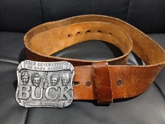 BUCK KNIVES LIMITED EDITION BELT BUCKLE – & Leather Belt VERY HEAVY – GW8