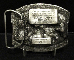 Coors Beer National Western Stock Show Belt Buckle 1987 Draft Horse Pull Show LE