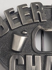 Beer Pong Champ Belt Buckle with Built-in Bottle Opener – Kalan – Pewter Tone