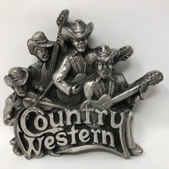 VTG Brassworks Country Western Buckle Musicians Music Guitars Violin Cowboys
