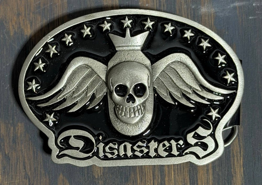NOS Y2K Lucky 13 Apparel Felon Metal Belt Buckle The Disasters Band Punk Skull