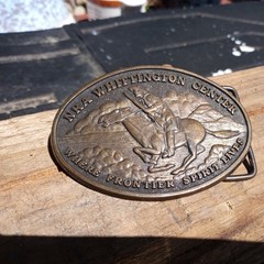 NRA Whittington Center Belt Buckle WHERE FRONTIER SPIRIT LIVES, Rifle Cowboy