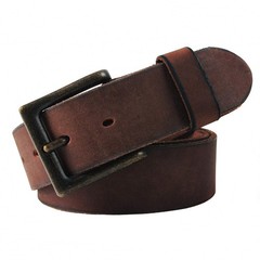 NPET Mens Full Grain Genuine 34 for 32&Prime; waist, Coffee With Black Brass Buckle