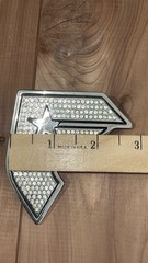 Famous Stars & Straps F Gun Look Silver & Rhinestone Metal Belt Buckle Mens