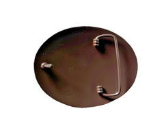 Western Belt Buckle 4.25 x 3.25 in Handcrafted Oval Engraved Brown Gold 2.25