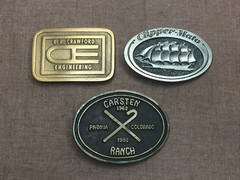 Vintage Lot of 3 Brass Belt Buckles 1970s 1980s Collectible Rare