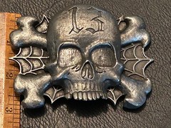 2002 LUCKY-13 APPAREL LIGHTER BELT BUCKLE, pewter, nice