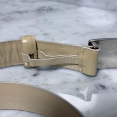 GUCCI buckle belt Logo hardware Authentic Beige Leather Made in Italy Men&rsquo;s