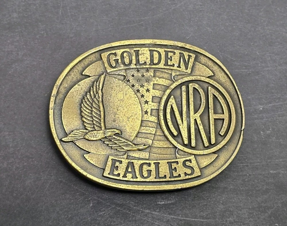 NRA Golden Eagles National Rifle Association Belt Buckle Brass Golden