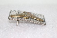 Industrial Brass Mounted Eagle on Perforated Steel Belt Buckle