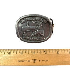 Vintage I&rsquo;m Proud To Be A Farmer Pewter Tractor Hand Cast Metal Belt Buckle