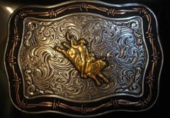 Crumrine Western Belt Buckle Bull Rider Silver Barbed Wire Silver C10016