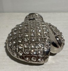 Boxing Glove Belt Buckle Silver Rhinestone Bling Ringside Men & Women 3.5 x 2.5&Prime;