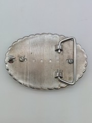 Lot of 2 VTG Belt Buckles Stone Inlay Oval Agate Gemstone Western Cowboy Incolay