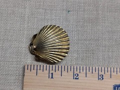 vintage SHELL belt buckle GOLDEN sea ocean SCALLOP glam statement BLING