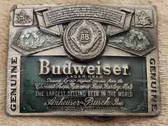 Vtg Indiana Metal Craft Anheiser Busch Budweiser Beer Enamel Belt Buckle BB27