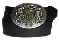 WASHED UP HOLLYWOOD 1.75&Prime; LION FLEUR HERALDIC PEWTER BRASS 065PB WUH BELT BUCKLE
