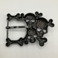 Qty (2) b.b. simon Red and White Skull Belt Buckles Black Chrome