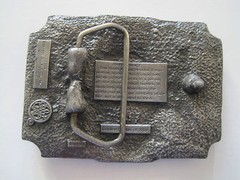 1989 Hesston Corporation Workers Association Belt Buckle By Siskiyou Pewter Tone