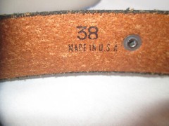 Flying Eagle Buckle Brass Tone & Black & Buffalo Nickel Accented Belt Size 38