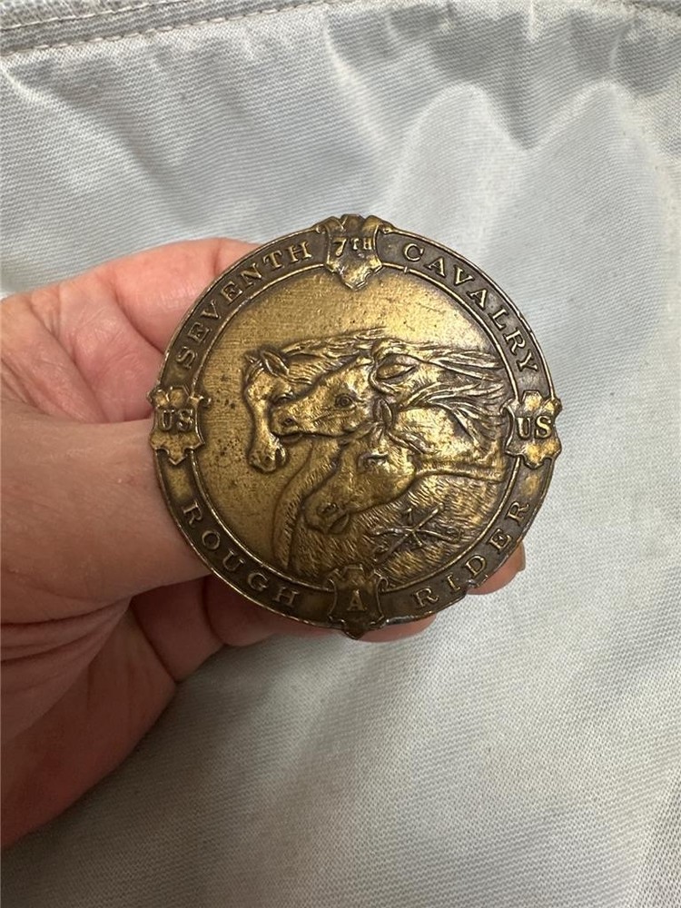 Vintage US Seventh Calvary Brass Belt Buckle, 7th Calvary Rough Rider