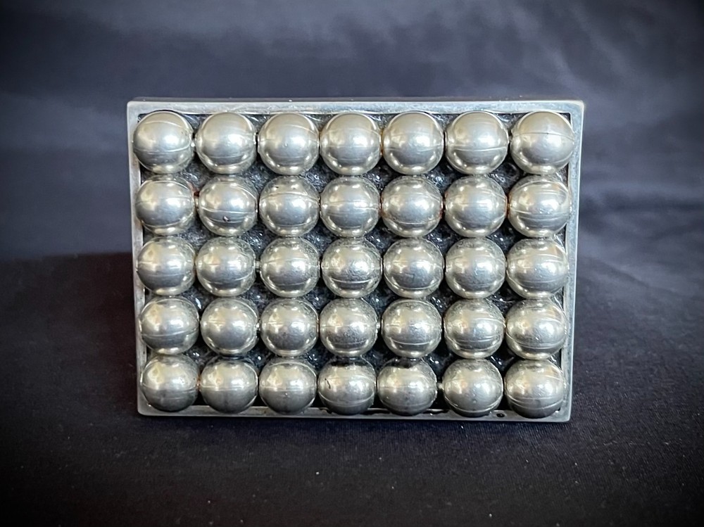Belt Buckle Industrial Minimalist Sphere Grid Silver 2.75” OOAK Darren McNeese