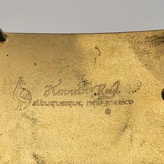 Kenneth Reid Vtg Wood Inlay Belt Buckle Albuquerque NM Mountain Unisex 36