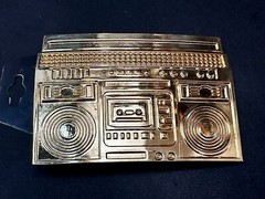 Rebel Revolutions Retro Gold Tone Ghetto Blaster / Boom Box Belt Buckle