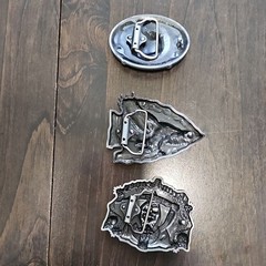 Lot of 3 Metal Western Belt Buckles Eagle, Skull, Buffalo 1.5&Prime;