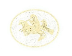 Crumrine Western Belt Buckle Rope Edge Equine Silver Bronze C02110