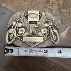 Award Design Medals Vintage Solid Brass Biker Belt Buckle Eagle Motorcycle USA