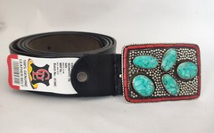 Tibetan Silver Belt Buckle Leather waist trap Turquoise Coral Clasp, BB2