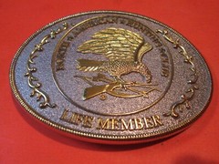 North American Hunting Club Life Member belt buckle Eagle Bow Rifle