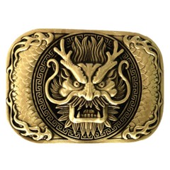 Dragon Head Solid Brass Copper Mens Belt Buckle Vintage Antique Western Cowboy