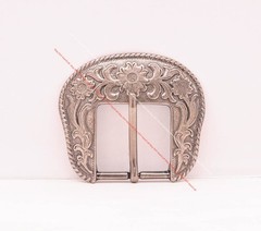 38mm Western Antique Silver Cowboy Flower Leathercraft Belt Buckle 3-piece Set
