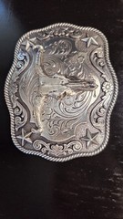 Nocona Men&rsquo;s Rectangle Rope Edge Steer Skull Boxed Buckle