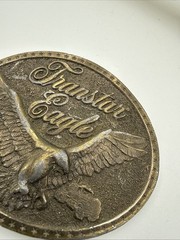 vintage 1970s western TRANSTAR EAGLE belt buckle SEMI-TRUCK cowboy TRUCKER brass