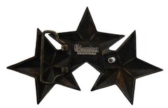 Triple 3 Tri Stars Belt Buckle Rock Rebel Brass Bronze Gothic Tattoo New Men Big