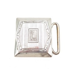 925 Sterling Silver Antique Art Deco Engraved Letter L Initial Belt Buckle