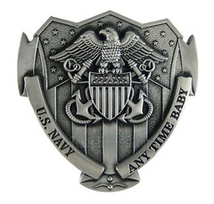 U.S. Navy Men&rsquo;s Belt Buckle Antique Silver Tone Fits 1.5&Prime; Belts Military Eagle