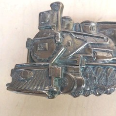 Train Engine Locomotive Belt Buckle Brass Great American Buckle Co Chicago 1981