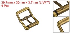 4Pcs 0.87&Prime; Single Prong Belt Buckle Square Center Bar Buckles for Belt, Brass