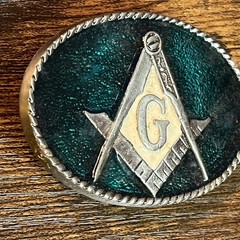 Masonic Freemason Mason Belt Buckle USA Made Vintage Blue Enamel – 2205 B19