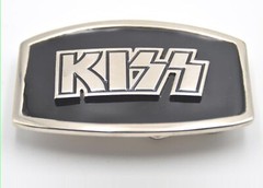 KISS Belt Buckle logo Chrome silver Gene Paul Ace Peter Zinc Alloy rock metal