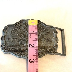 Pewter Livingston Wells & Co Gold Dealers Belt Buckle Circa 1970s