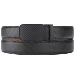 Marino Men’s Genuine Adjustable from 28&Prime; to 44&Prime; Waist, Diagonal Weave – Black