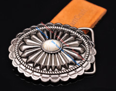 Retro Western Tribal men&rsquo;s cowboy Flower Turquoise Belt Buckle fits 40mm Strap