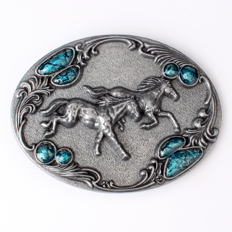 Horse Belt Buckle Western Cowboy Native American Motorcyclist (HRS-07-S)
