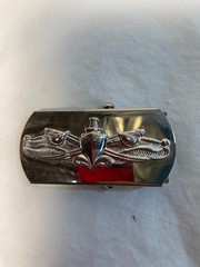 Belt Buckle Clamp-Clip USN Vanguard Silver Tone Made in USA US Military