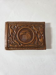 Eagle Tooled Leather Belt Buckle Western Cowboy Style hidden money compartment
